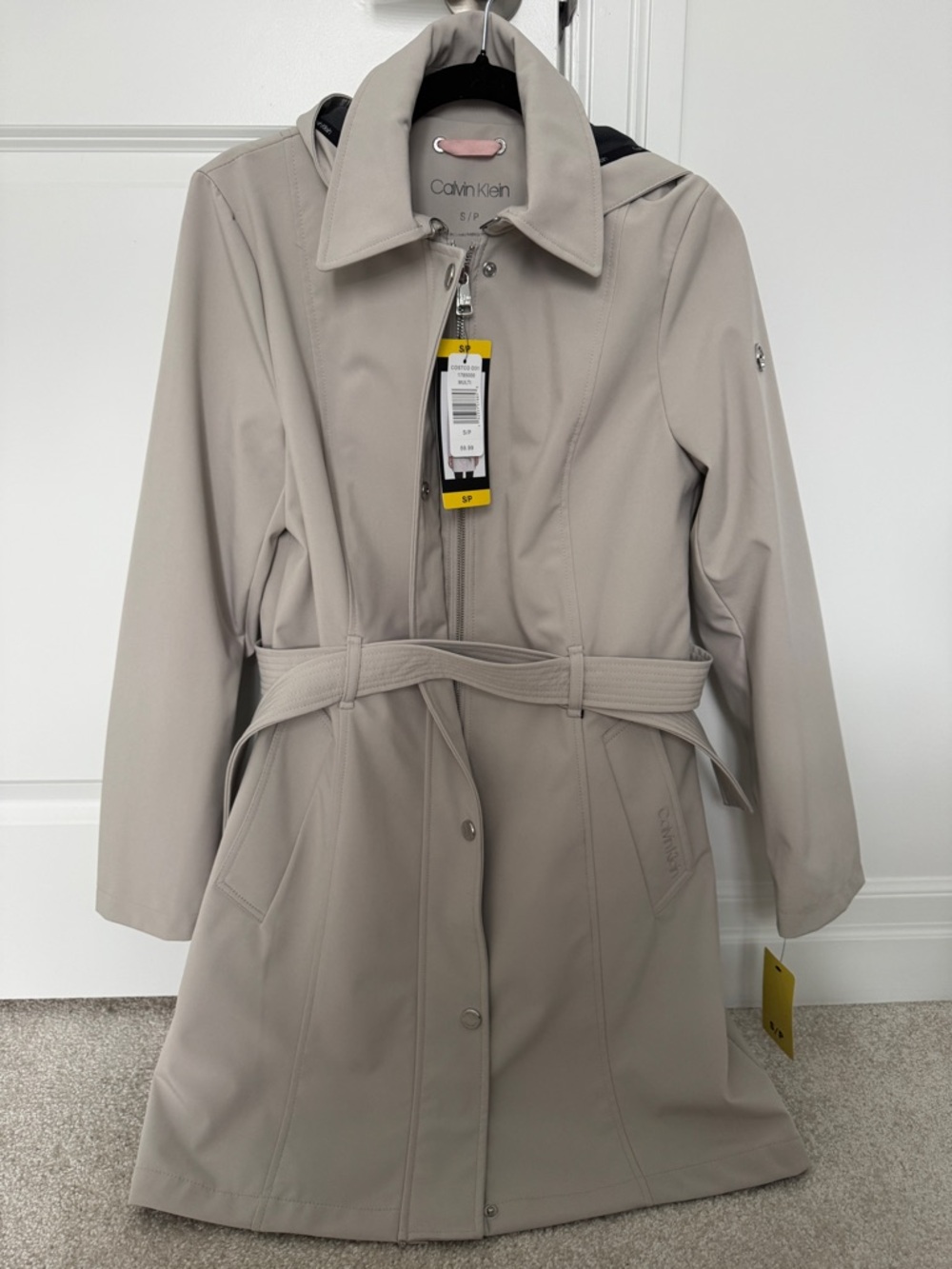 Calvin Klein Women's Beige Trench Coat with Belt